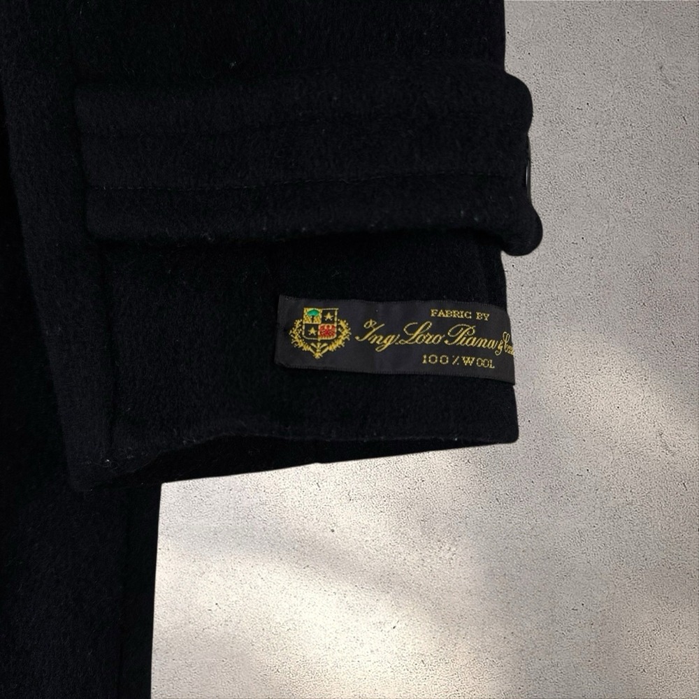 Saks Fifth Ave x Loro‎ Piana Wool Pea Coat Women's Size 6 Black Trench Overcoat - Picture 3 of 8